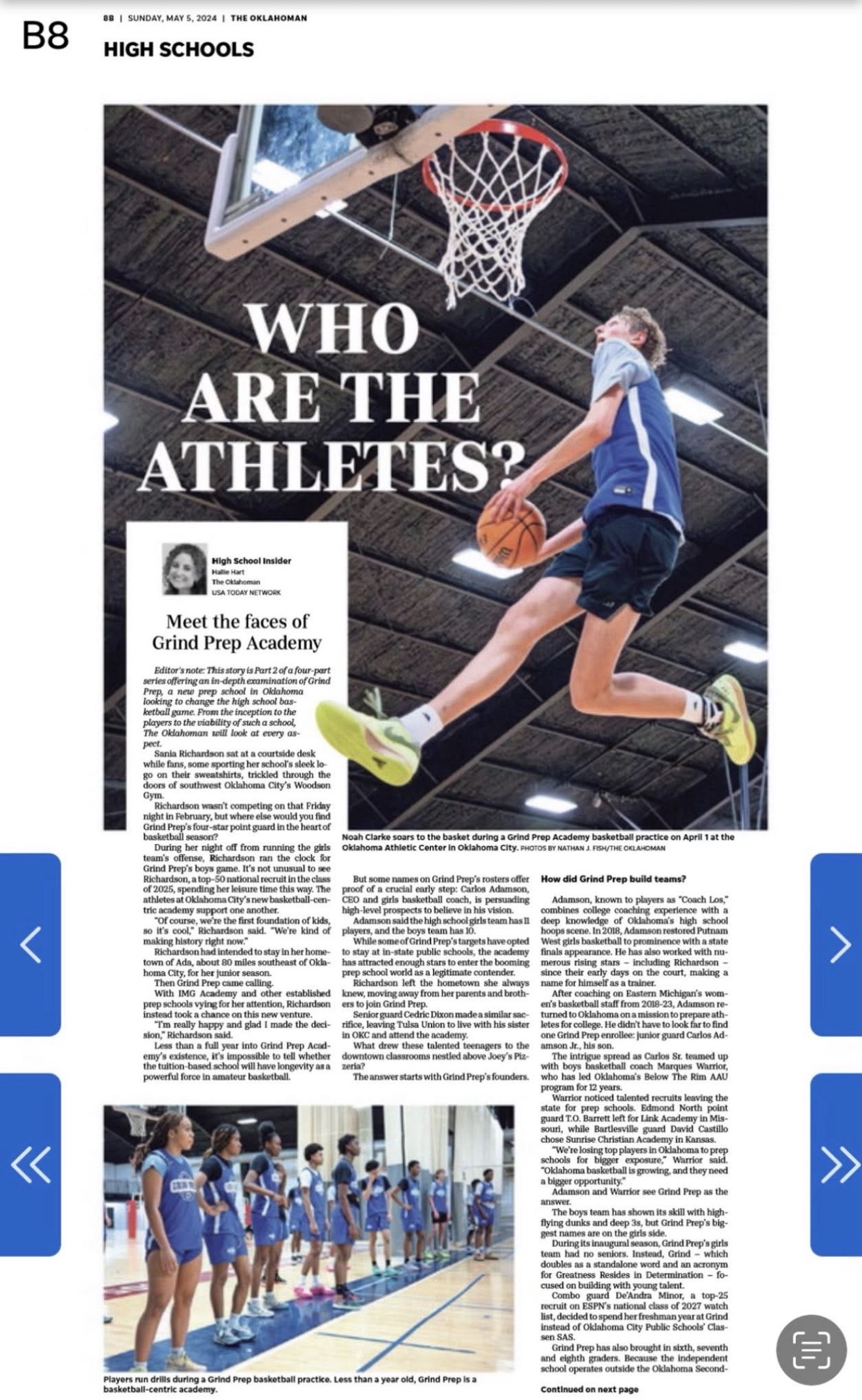 Original newspaper page: Grind Prep standouts gaining national recruiting attention