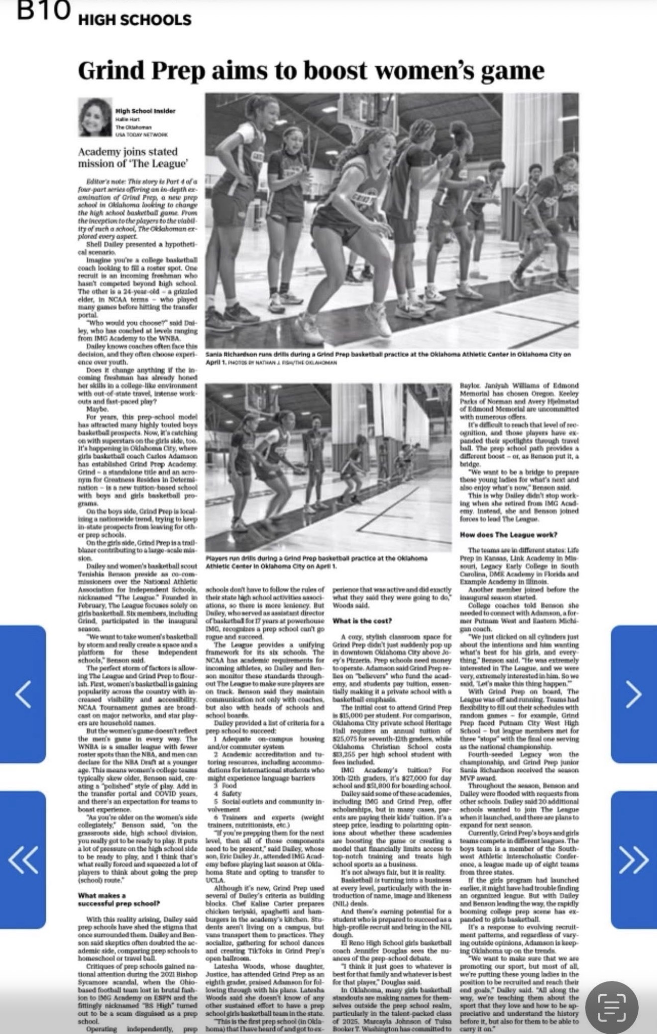 Original newspaper page: Grind Prep aims to boost the women’s game